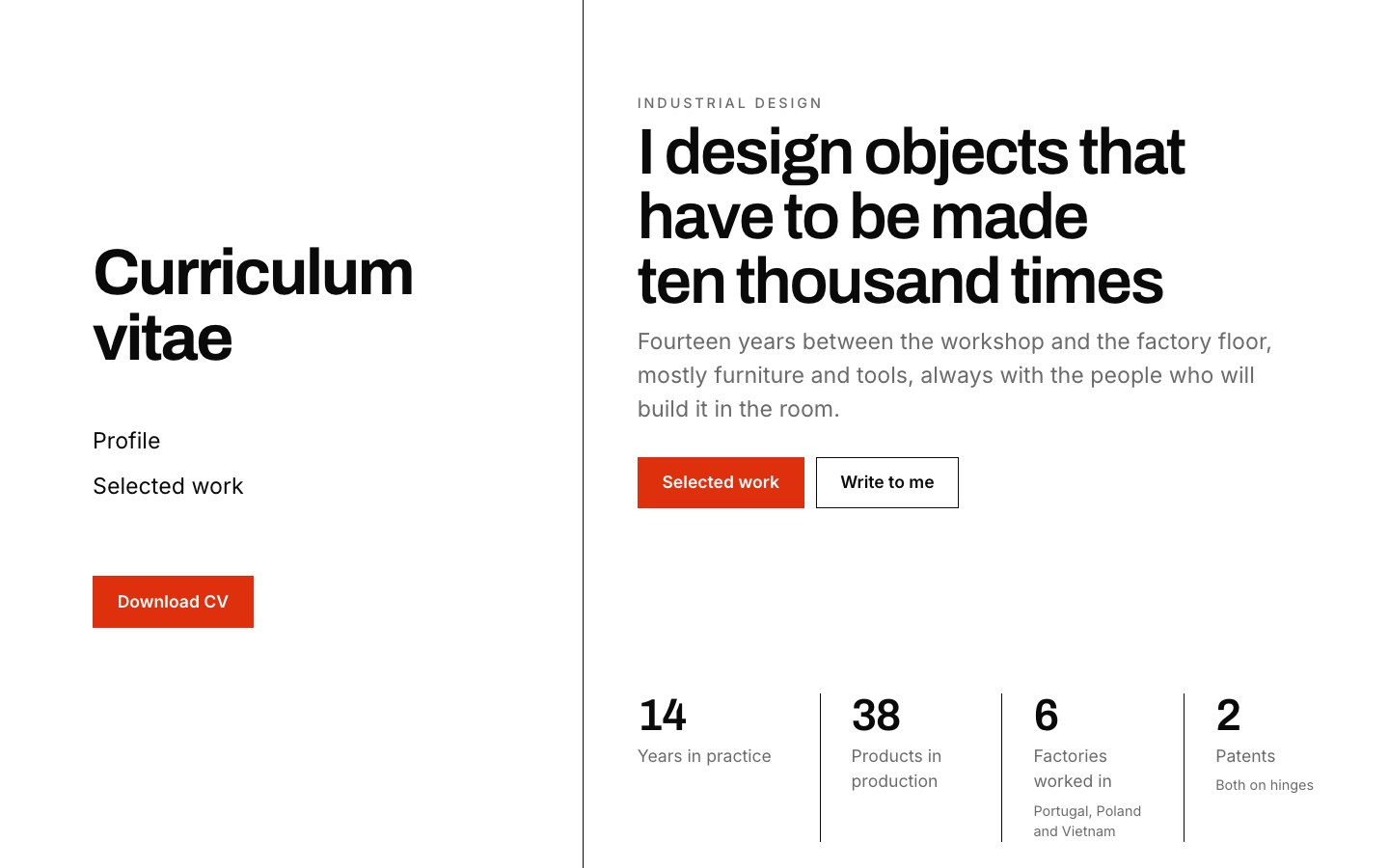 The home page of the Curriculum vitae design