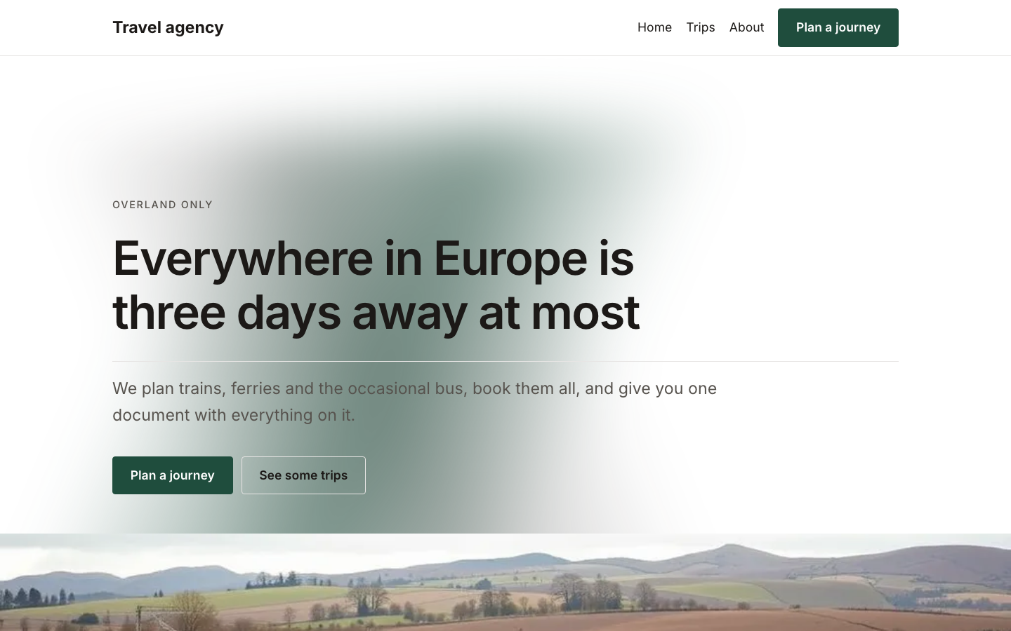 The home page of the Travel agency design