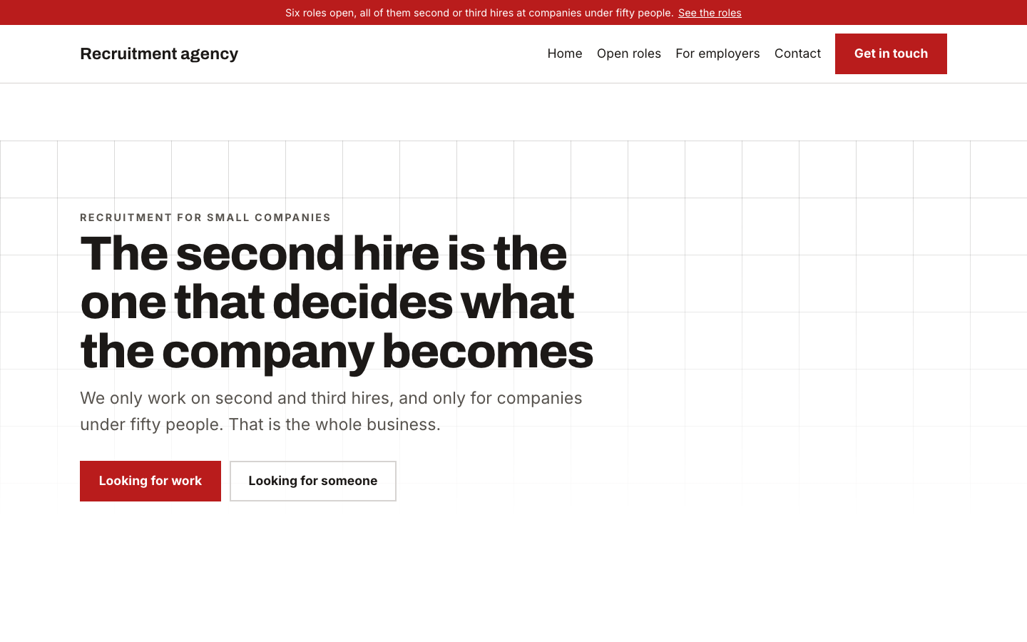 The home page of the Recruitment agency design