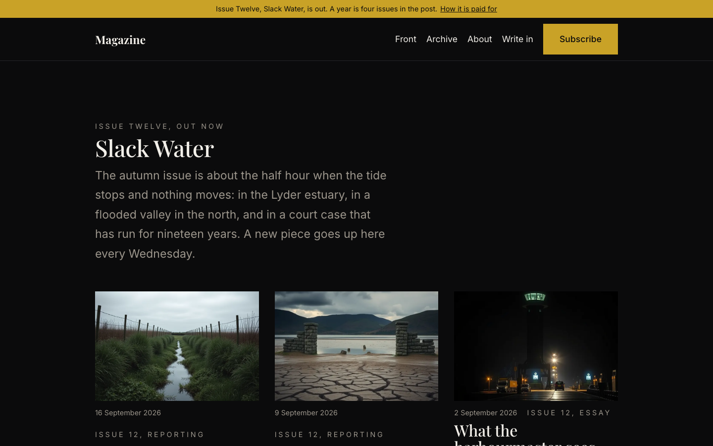 The home page of the Magazine design