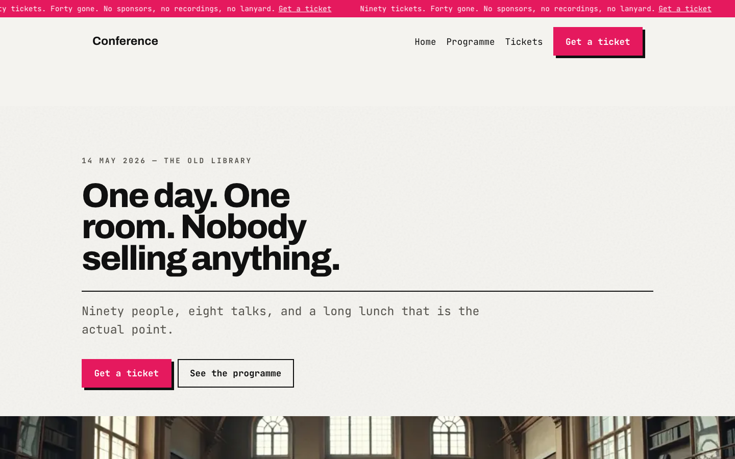 The home page of the Conference design
