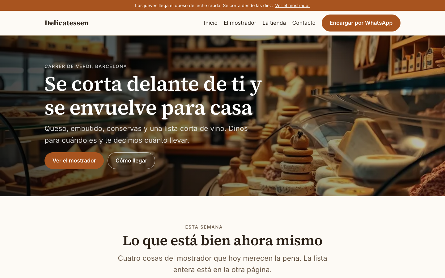 The home page of the Delicatessen design