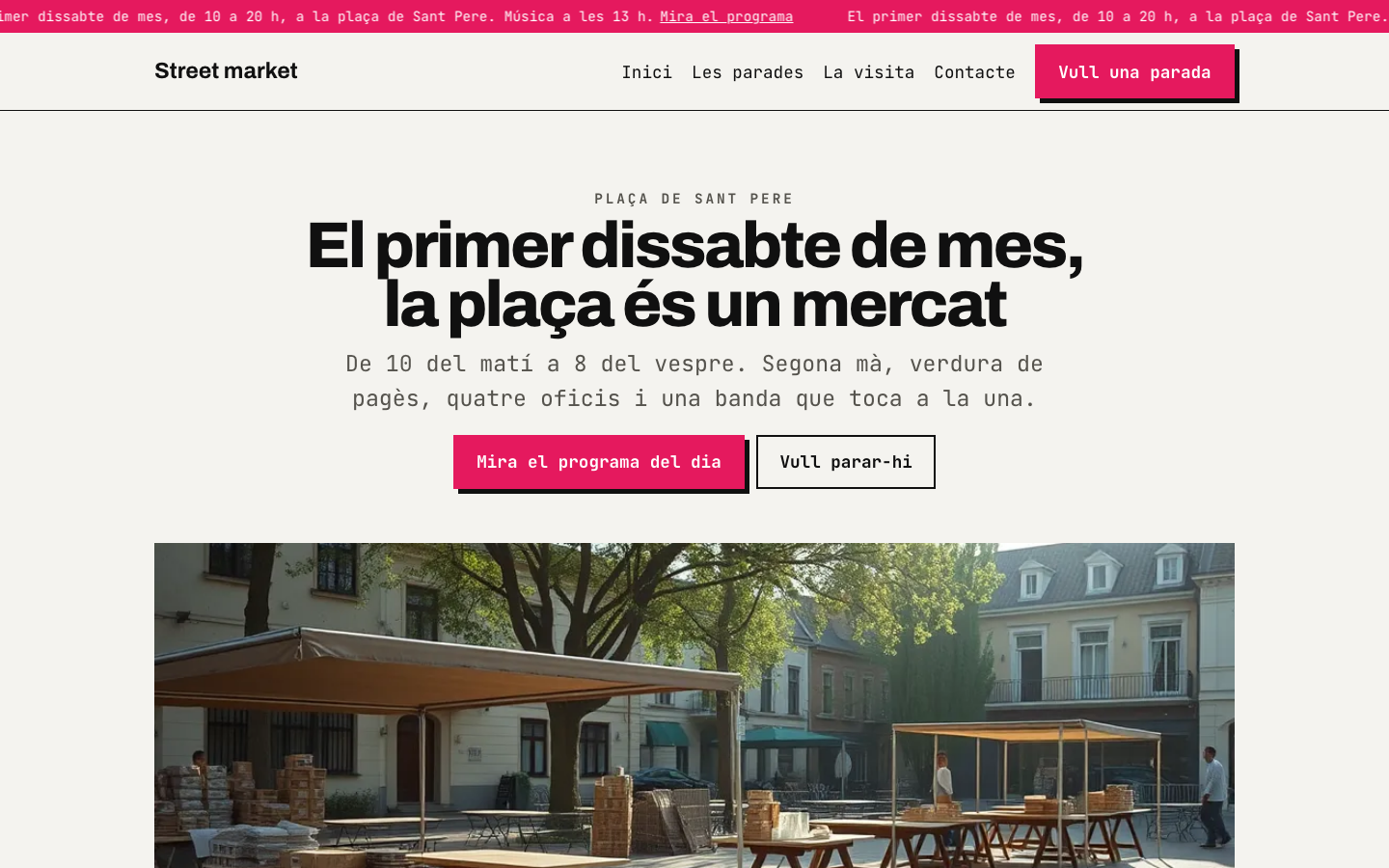 The home page of the Street market design