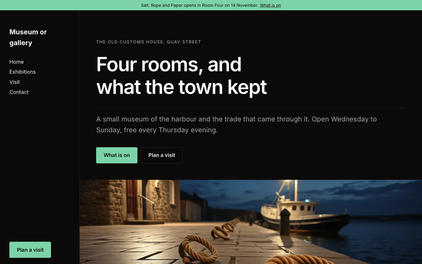 The home page of the Museum or gallery design