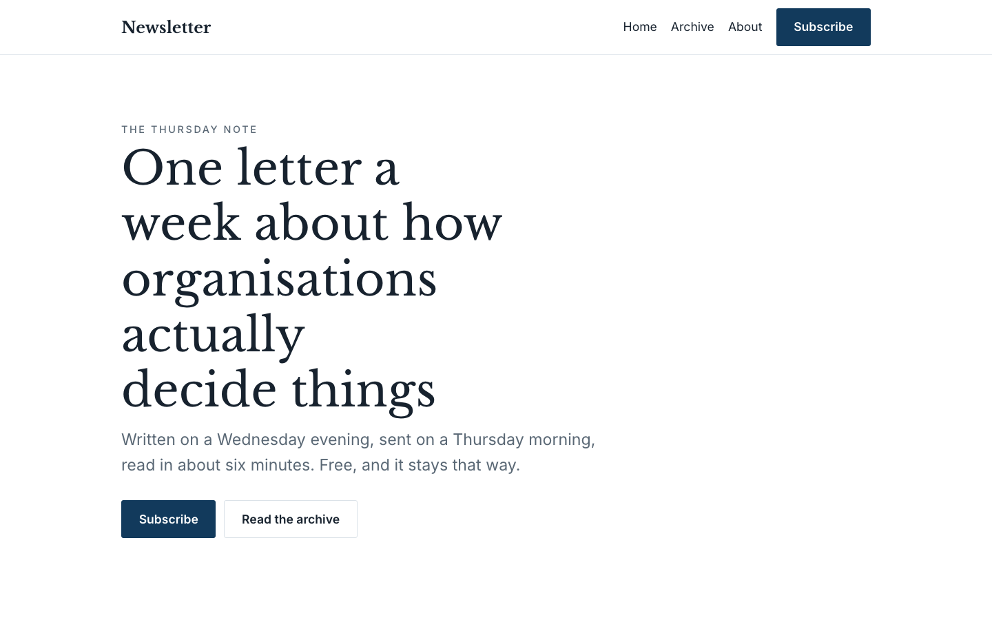 The home page of the Newsletter design