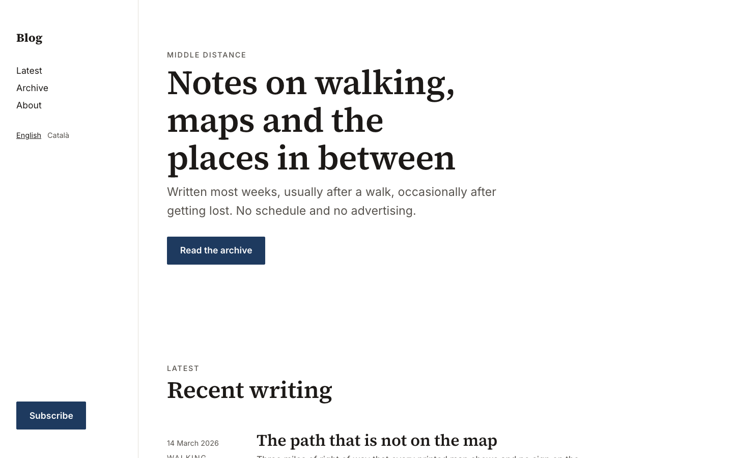 The home page of the Blog design
