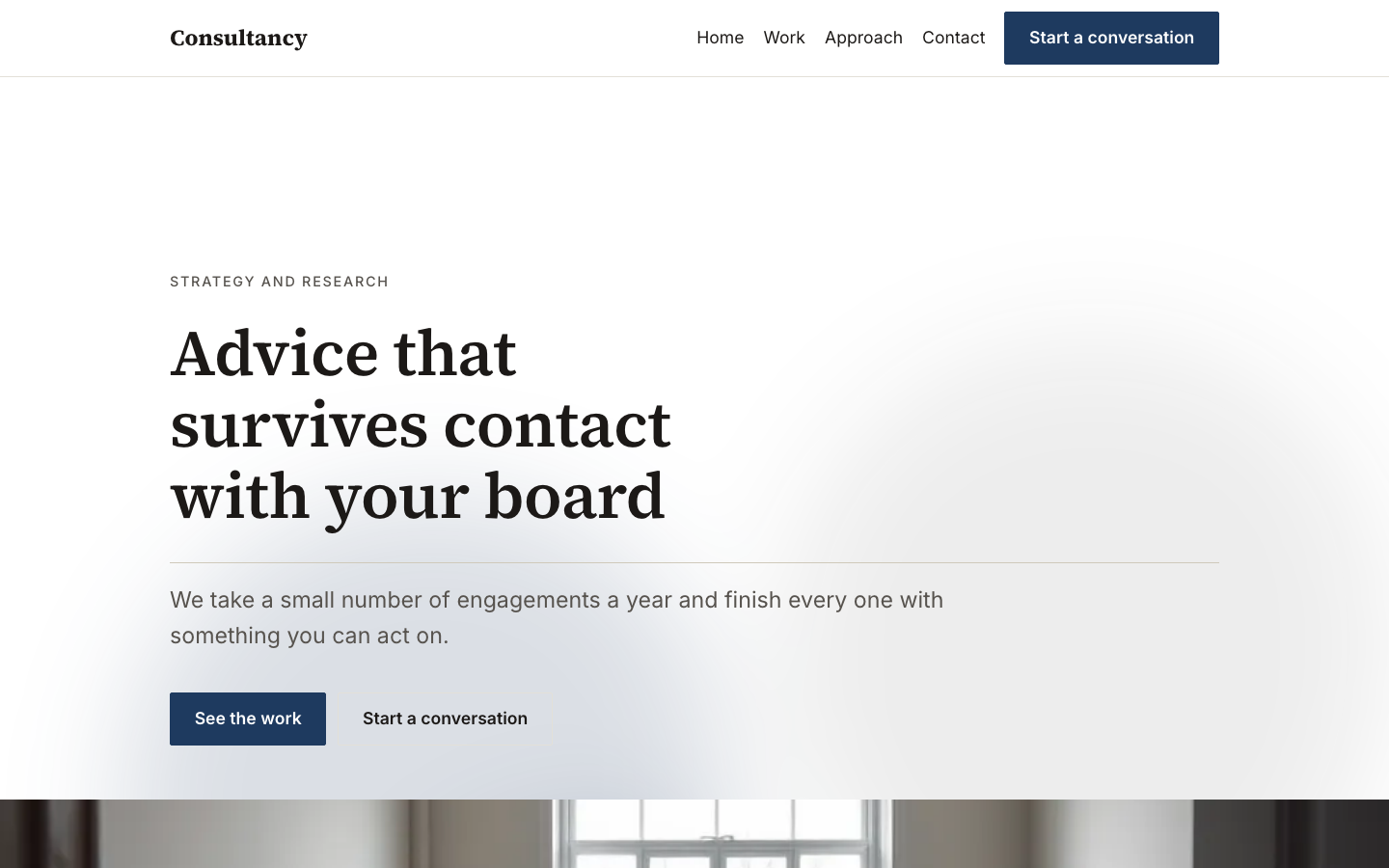 The home page of the Consultancy design