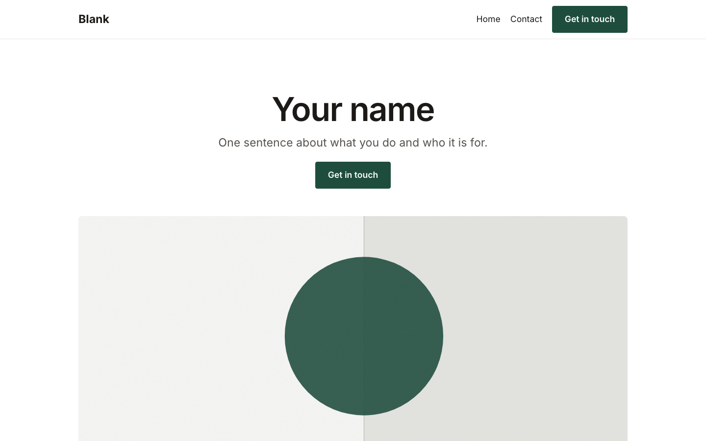 The home page of the Blank design