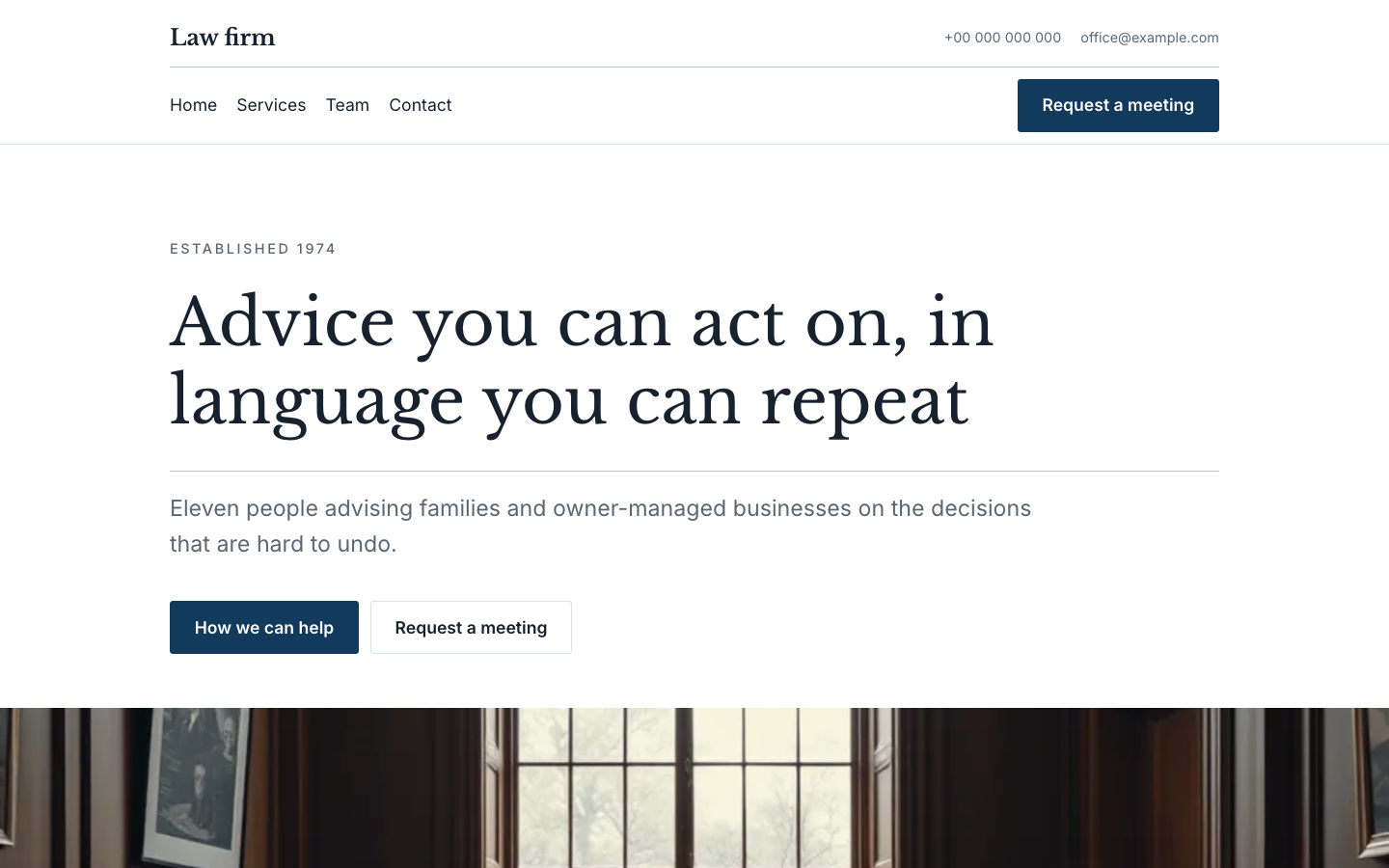 The home page of the Law firm design