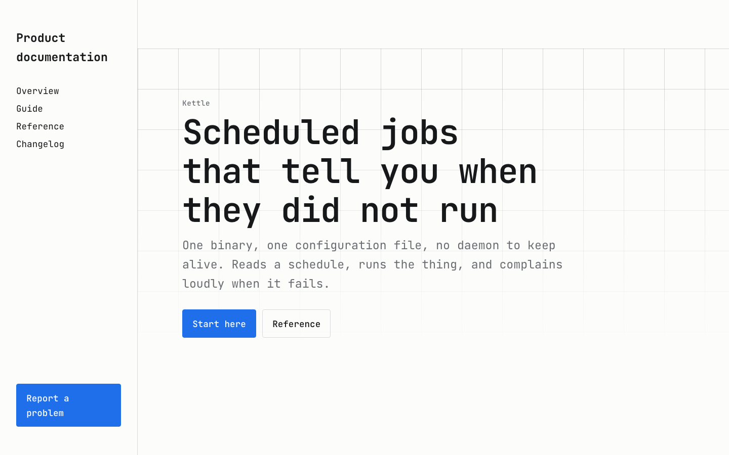 The home page of the Product documentation design