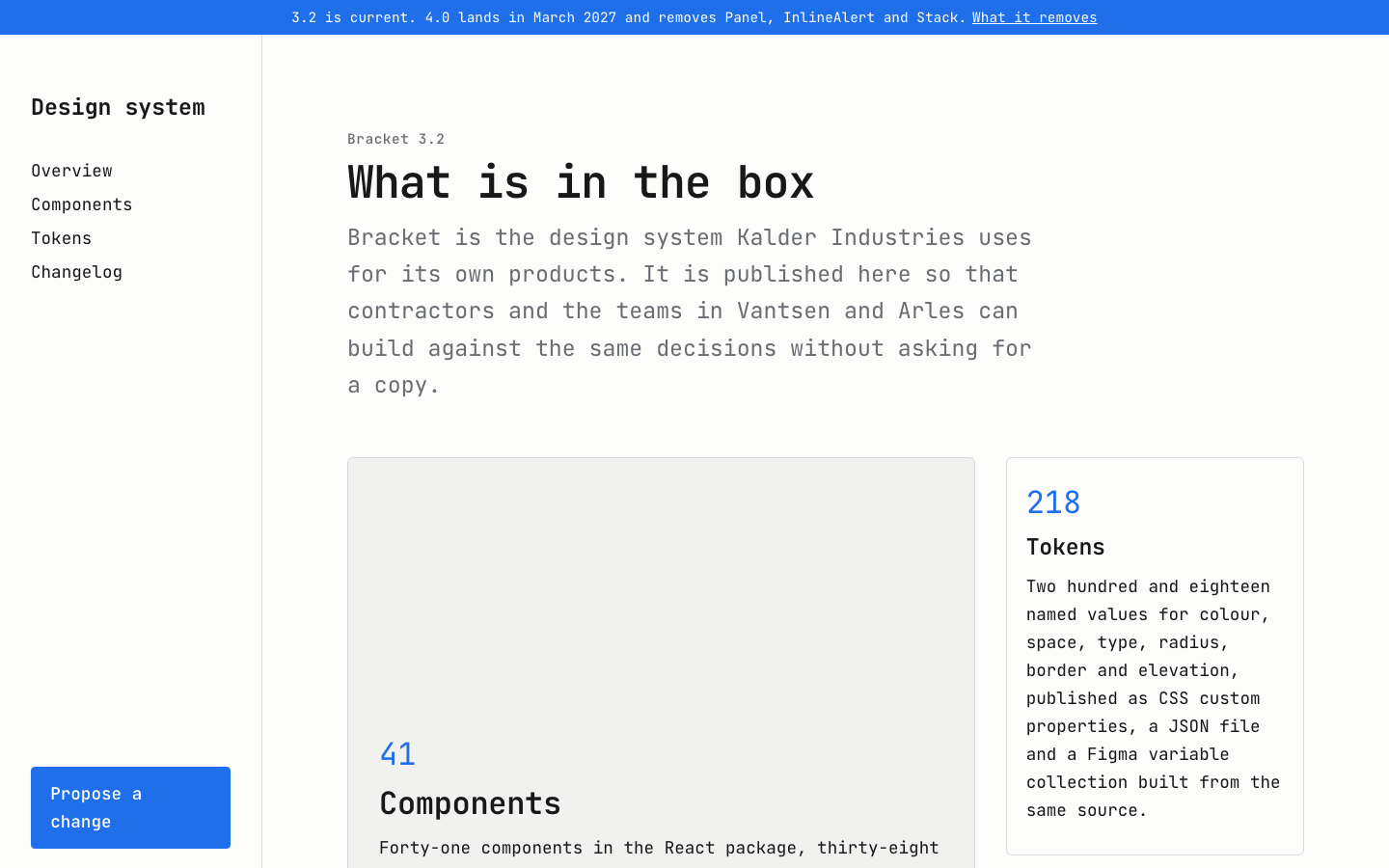 The home page of the Design system design