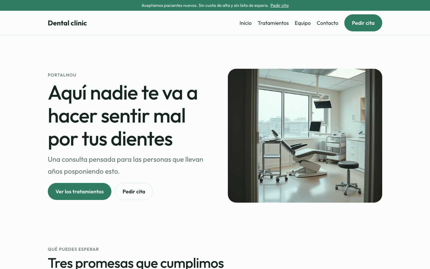 The home page of the Dental clinic design