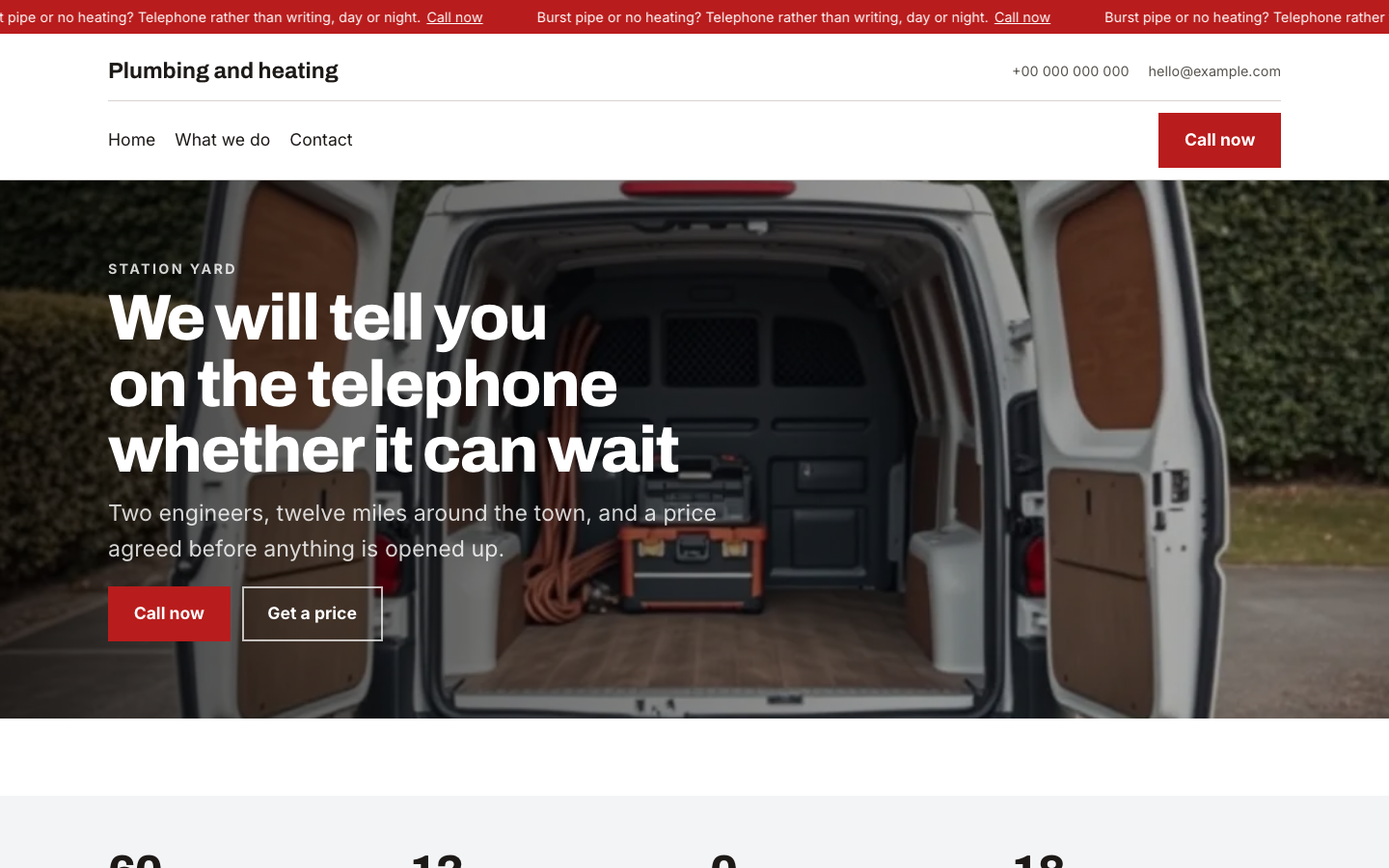 The home page of the Plumbing and heating design